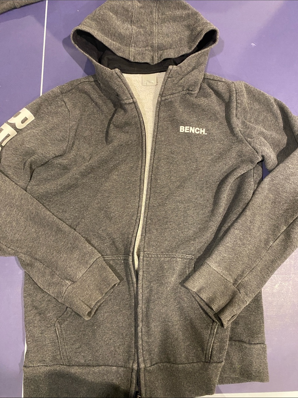 Bench Kids Grey Full-Zip Hooded Sweatshirt